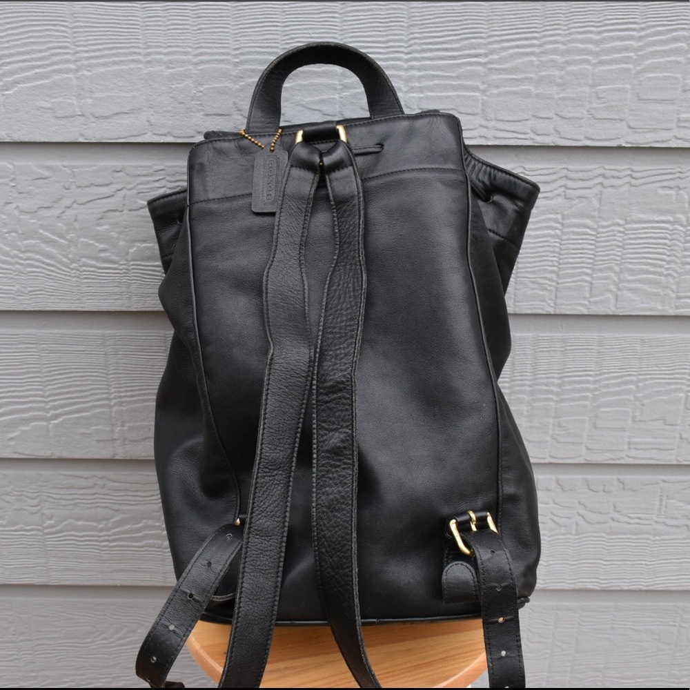 Vintage Coach XL Leather Backpack - Black - Picture 4 of 15